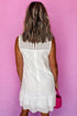 Floral Eyelet Embroidered Sleeveless Tiered Cotton Shift Dress